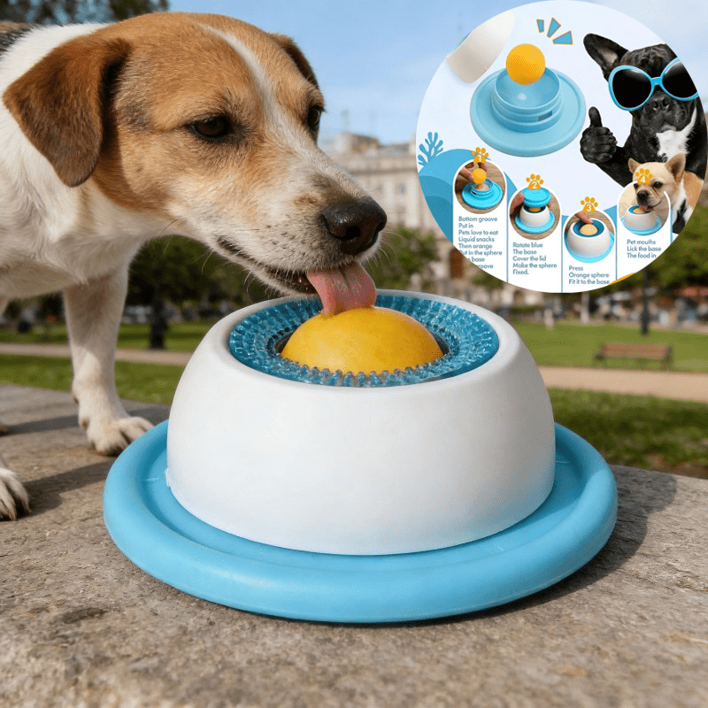 Image of Appker 1pc Pet Licking Mat Yogurt Licking Plate, Slow Feeder For Dogs And Cats - Blue And White Interactive Treat Bowl, Durable Plastic Material, Pet Licking Mat, Pet Treat Time, Fun