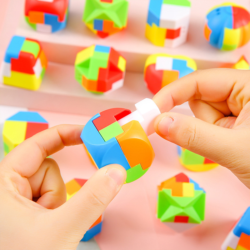 8pcs Colorful Luban Lock Puzzle 3D Interlocking Brain Teaser
