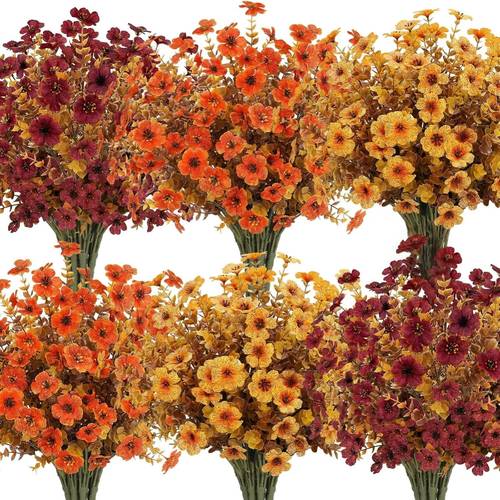 item picture 50pcs outdoor decor artificial flowers halloween harvest thanksgiving autumn outdoor plant decorations uv resistant non fading sunflower flowers suitable for outdoor garden courtyard porch dining table centerpiece