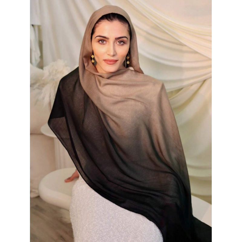 TEMU Women's Elegant Gradient Single-sided Scarf, Polyester -friendly Comfortable Breathable All-match Shawl For Outdoor Indoor Parties And Travel