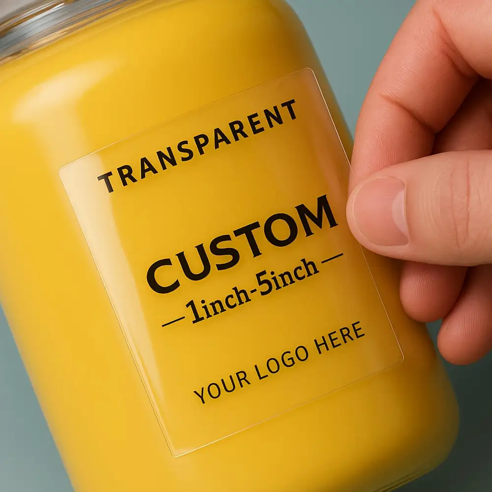 500pcs Custom Transparent Vinyl Stickers & Labels - Self-  Waterproof PET Material,   Your Photo/Logo/Design - Personalized Branding, Packaging, Jars, Bottles, Containers - Durable High-Quality Printing, Easy Application, No Residue