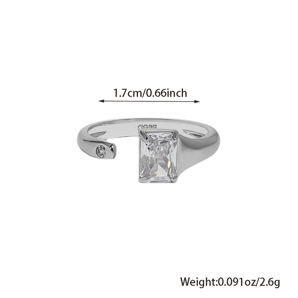 Adjustable Open Ring 925 Sterling Silver Zirconia Jewelry for Banquets
