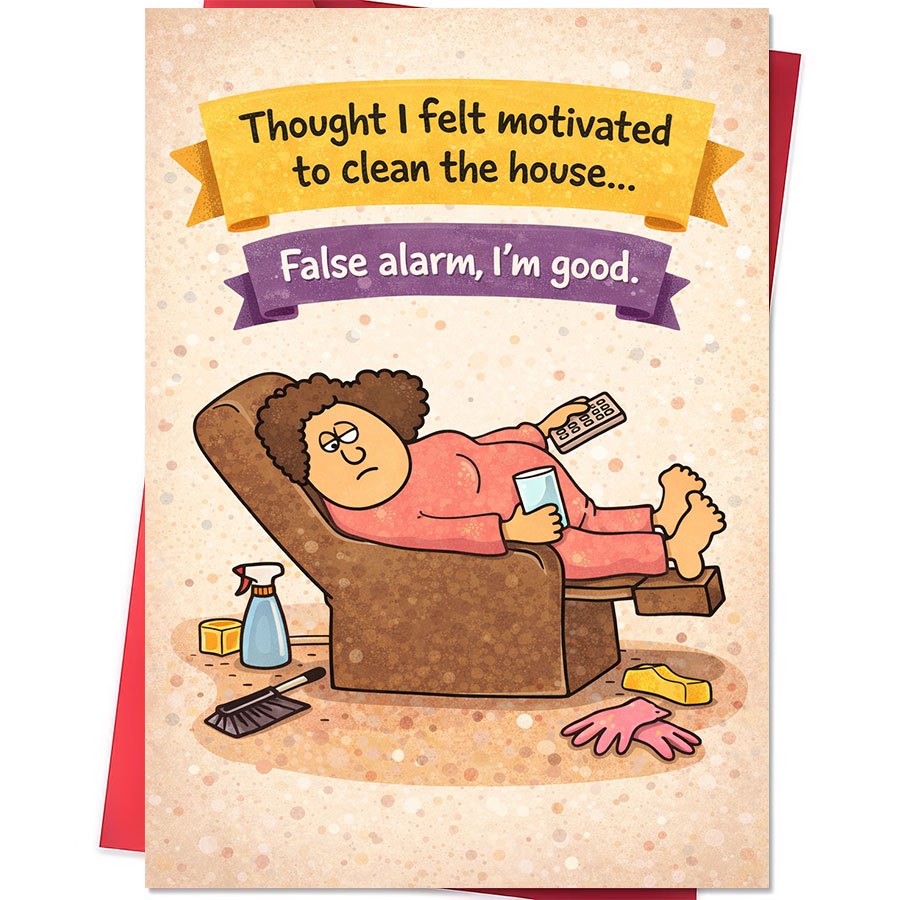 TEMU 1pc Greeting Card And 1pc Envelope Funny 1pc Greeting Card For Lazy To Send When Lounging At Home Doing Nothing Of Cleaning