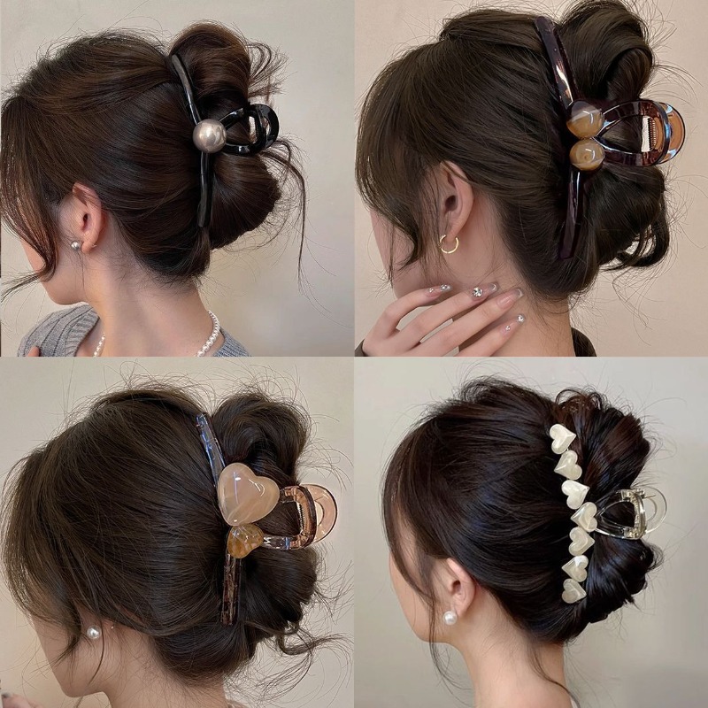 TEMU 4 Styles New Women Elegant Large Hair Clips Stylish Back Hair Accessories Daily Party Travel 2026 Spring Summer New Arrival