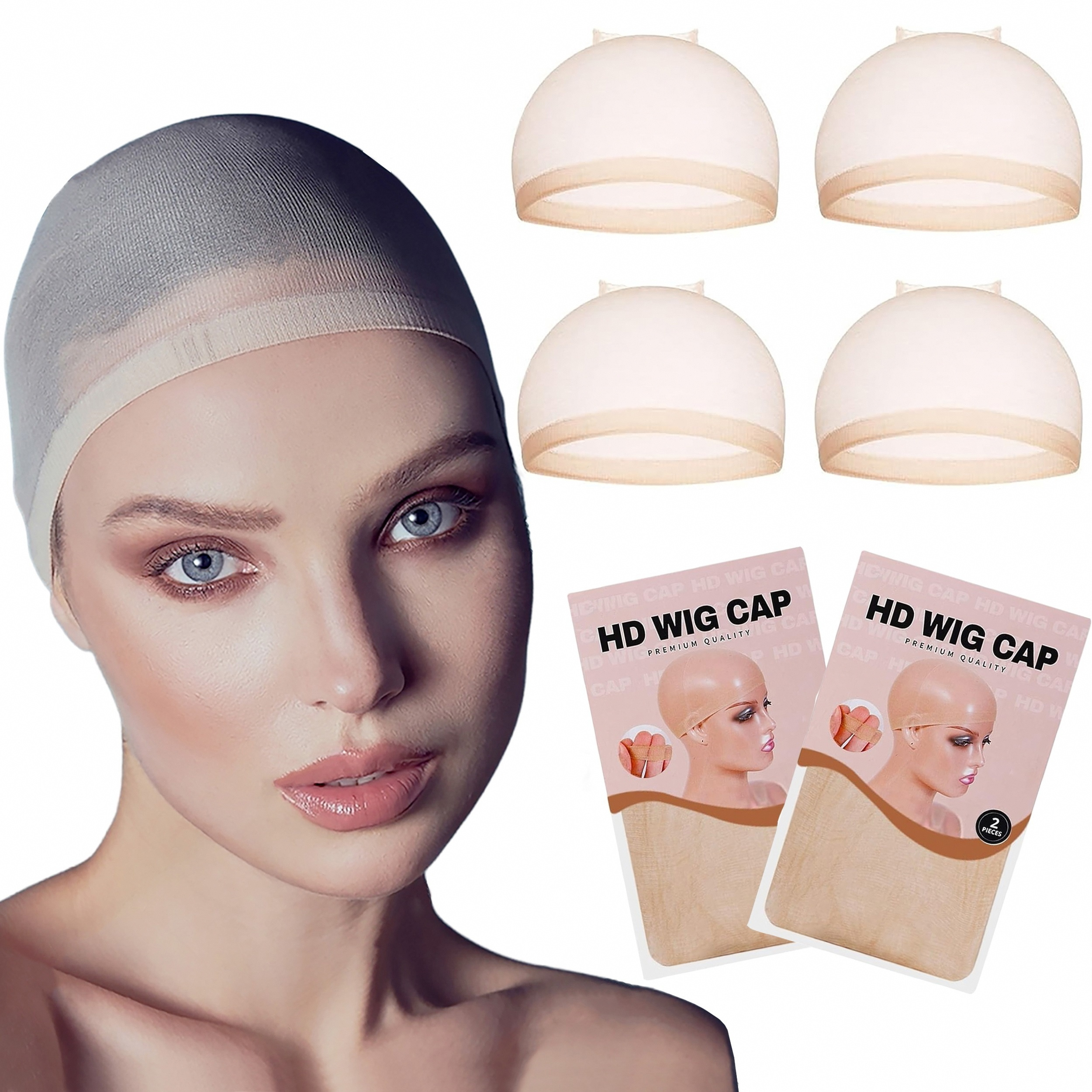 

2pcs Hd Wig Cap - Soft, Breathable & Stretchable Nylon, Neutral Color - Adults, For Wear, Wig Grip Band