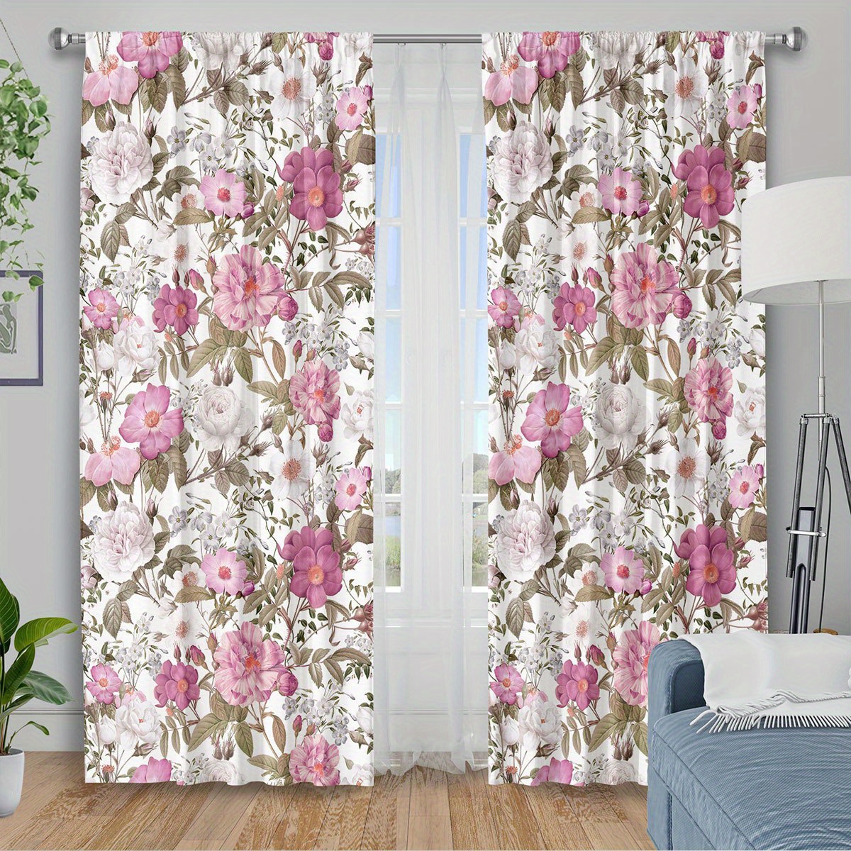 TEMU 2d Flat - 2d Flat - 2pcs 2d Flat Printing Curtain Fabrics Print Curtainsinsulation Blackout Curtains For Bedroom Kitchen Bedroom Living Room