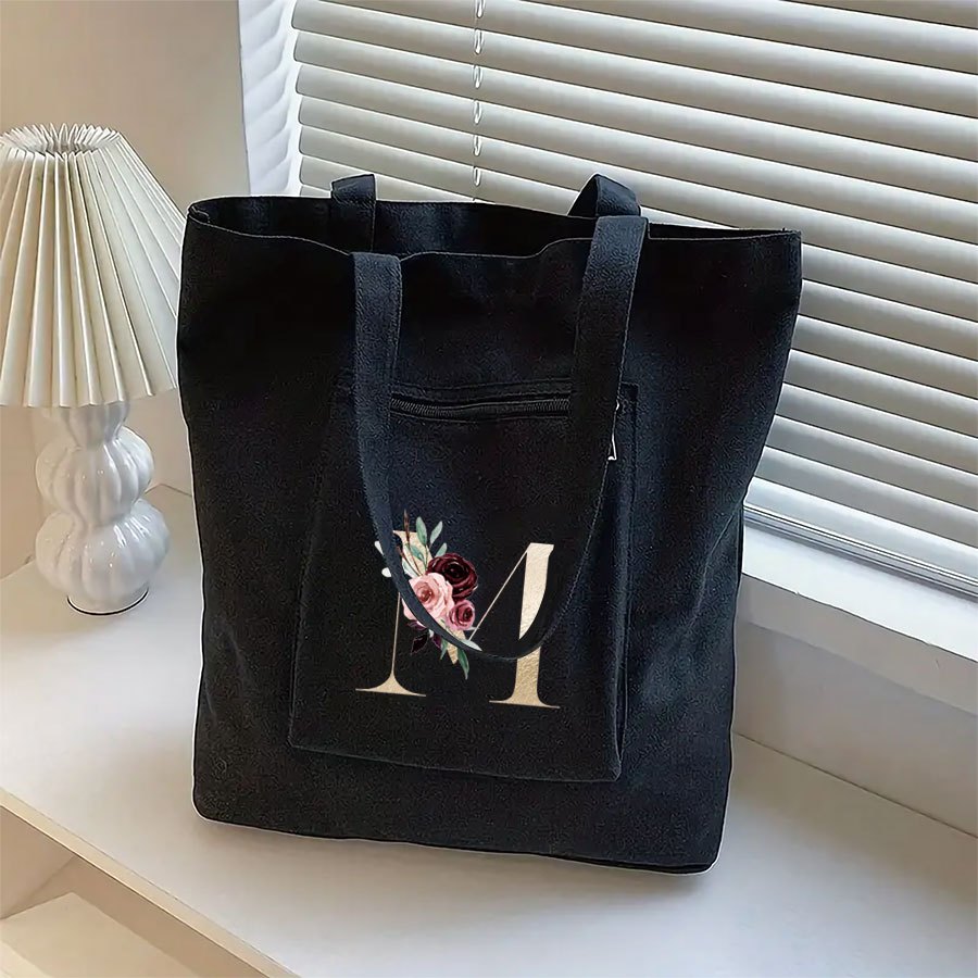 TEMU Spacious Stylish A-z Letter Design Tote Bag, Women's Everyday Shoulder Bag For Travel, Commuting, And Shopping