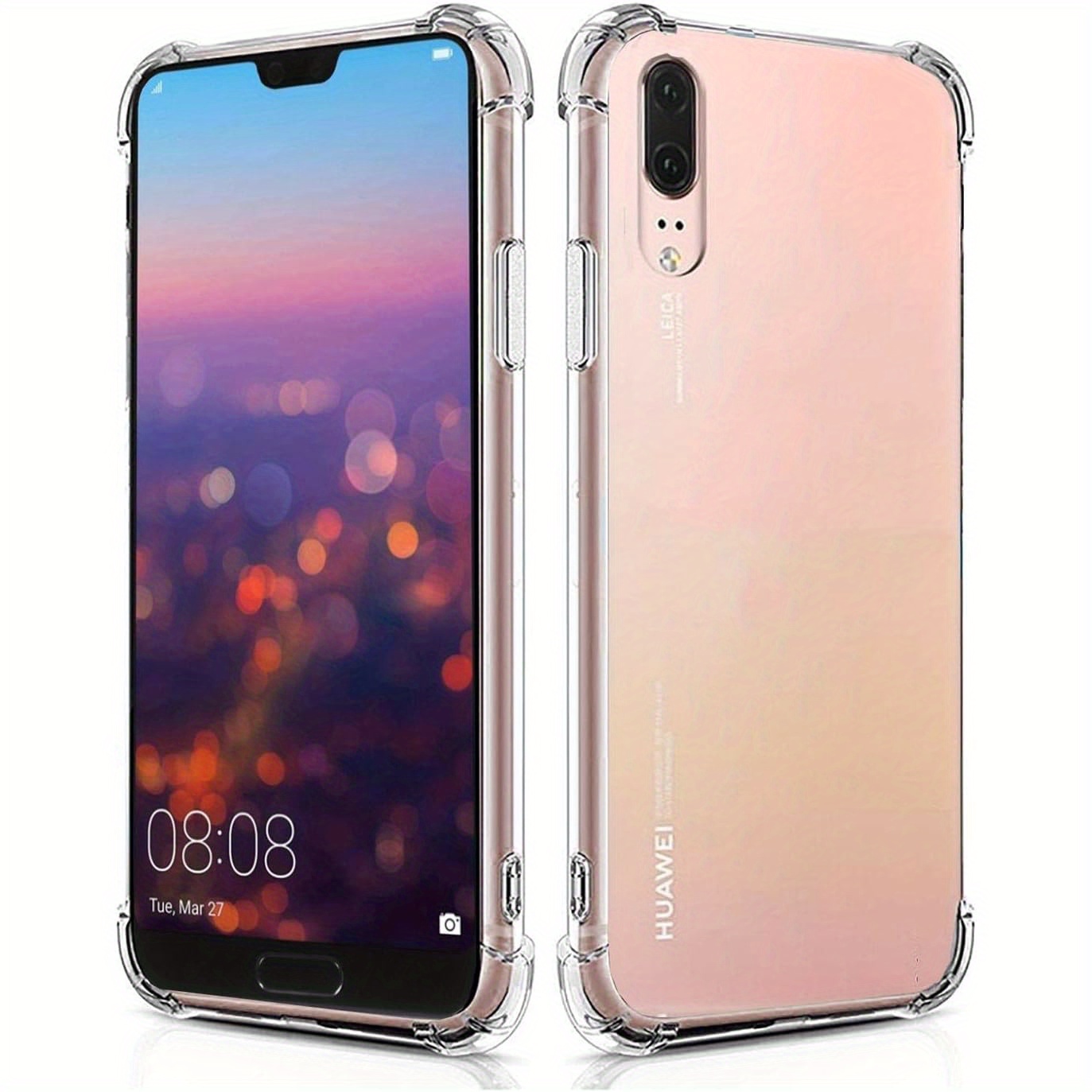 TEMU Phone Case: Case For Huawei P20, Reinforced Corners Protection, Clear Cover Bumper Slim Fit Shockproof Flexible Tpu Phone Case, Transparent