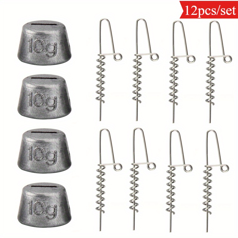 Avlcoaky 12pcs/ Set 5g/ 7g/ 10g Spring Lock Pin For Soft Lures