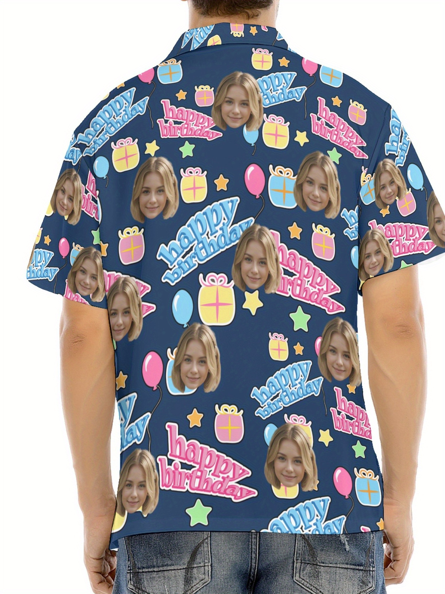 customizable men's casual birthday shirt personalized face Temu