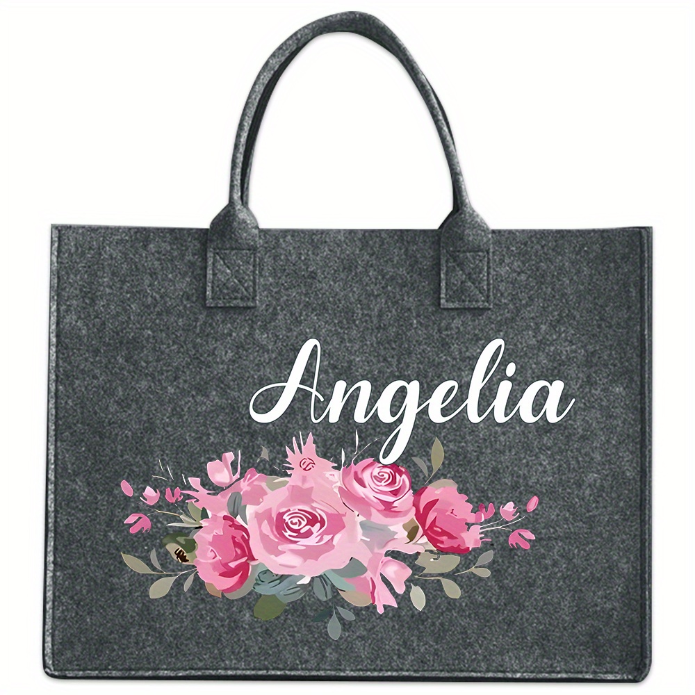 TEMU 1 Stück personalisierte Filzhandtasche, Wärmeübertragung, Damen-Tragetasche, praktische Tasche für Arbeit und Pendeln, Einkaufstasche, modische