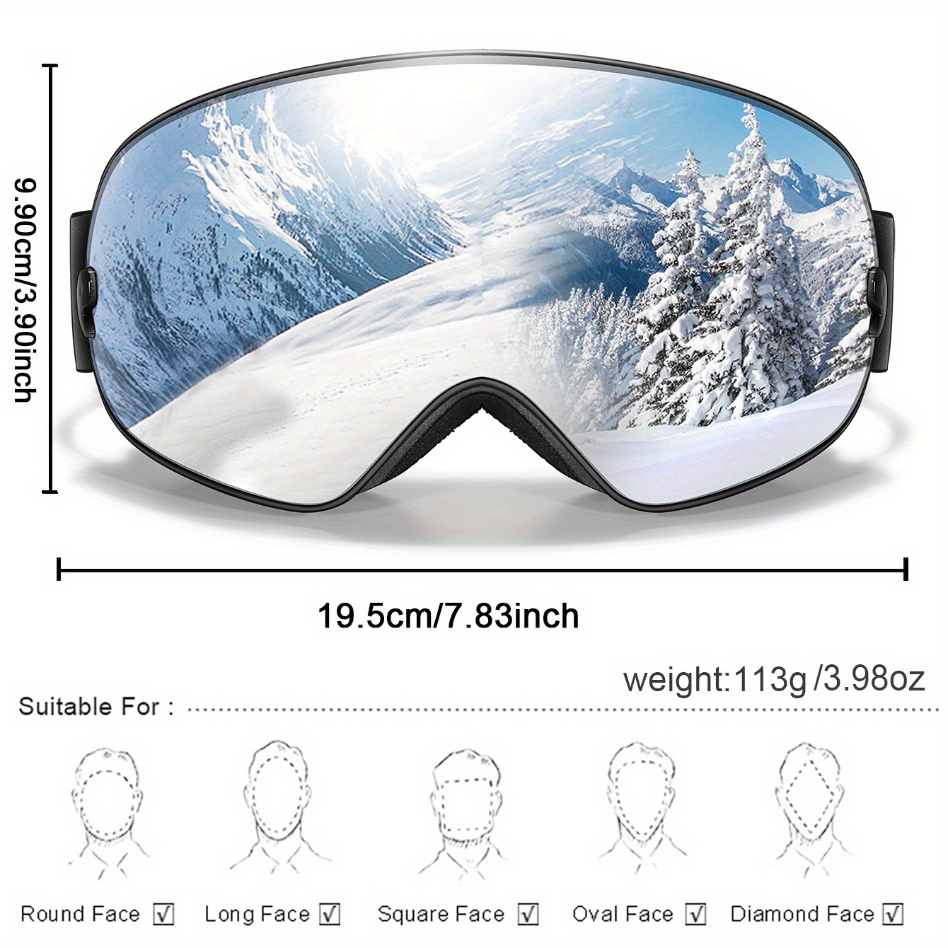 Winter Sports Outdoor Snowboarding Skiing Snow Skiing Goggles TPU Frame Men'S Women'S Teenagers Available, Free Night Vision Lens/Myopia Frame/Goggle One Each