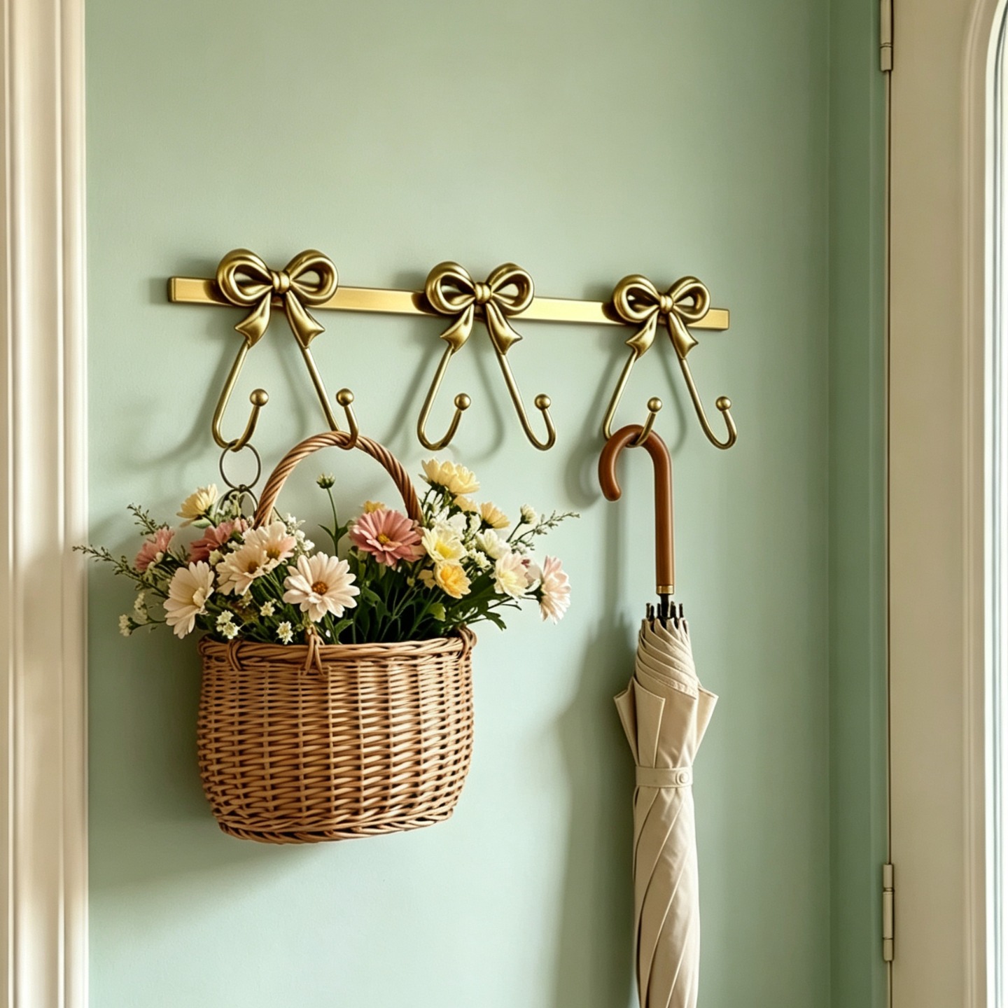 TEMU 1pc, Ins-style 6pcs Bowknot Wall-mounted Hooks, Soft Furnishing, Sturdy Load-bearing Hooks For Bedroom, Entryway, Bathroom, And Clothing