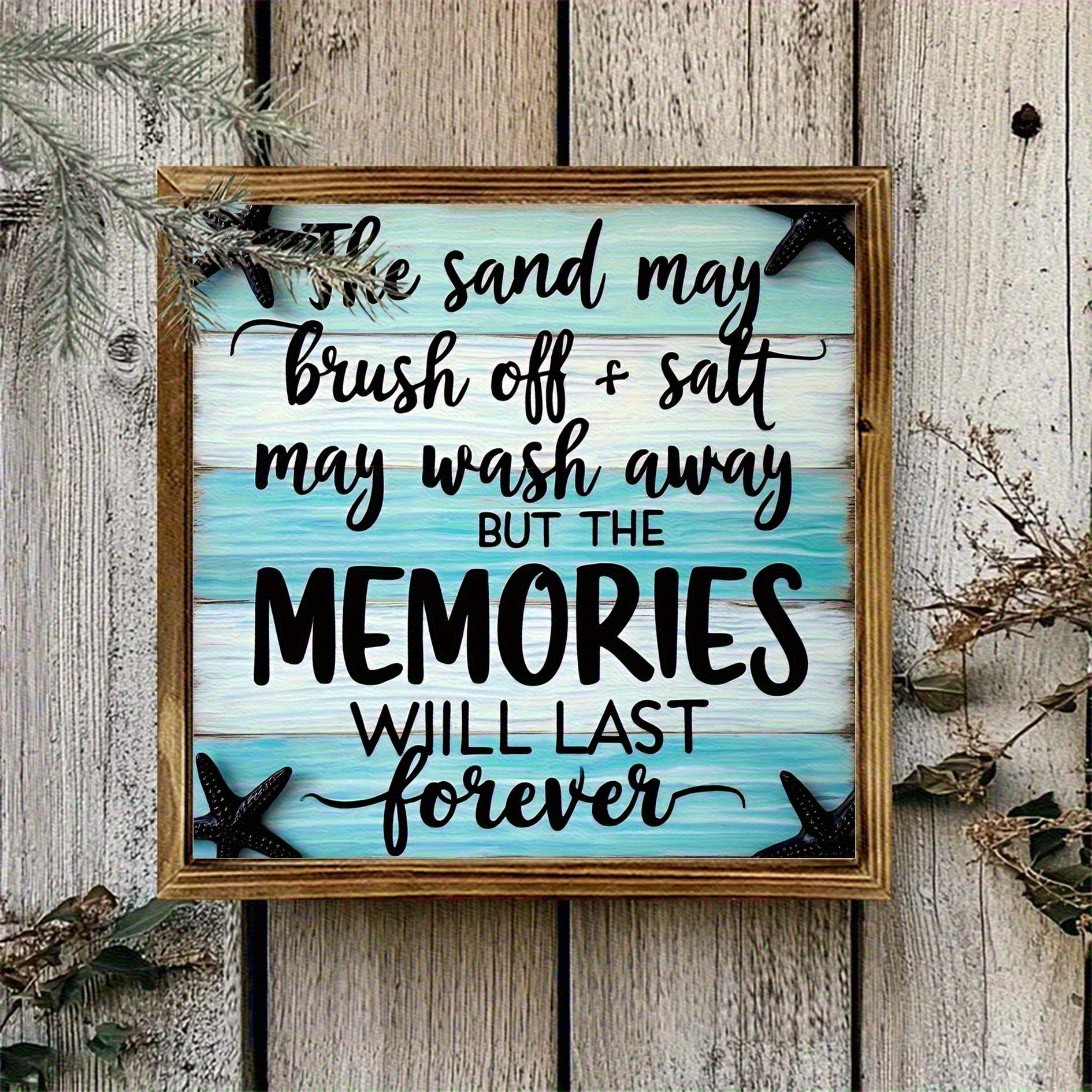 TEMU 2d Flat, 8x8 Photo Frame | Beach Inspired Wall Decor With Turquoise And Black Accessories, Nautical Pendant For Home, Office Or Summer Room - No