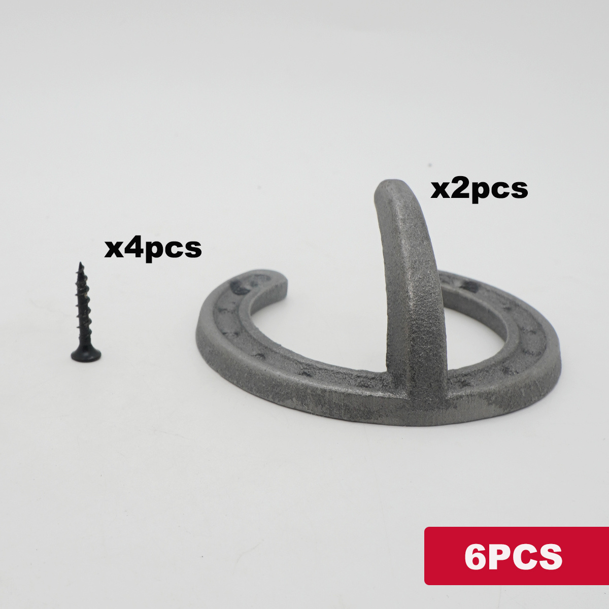 TEMU 6pcs Set: 2 Horseshoe Wall Hooks   4 Screws, Cast Iron | Perfect For & Loft Decor | Iron Wall Hook With Screws