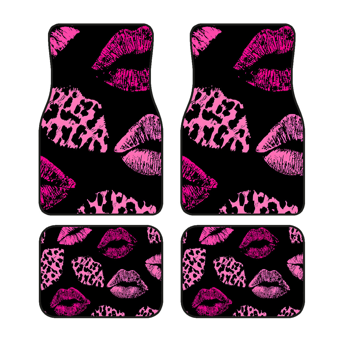 TEMU Set Of 4 Floor Mats Featuring A Lips Design, Made From High-quality Polyester Fiber, Durable And Easy To Clean, Perfect For Decorating Sedans,