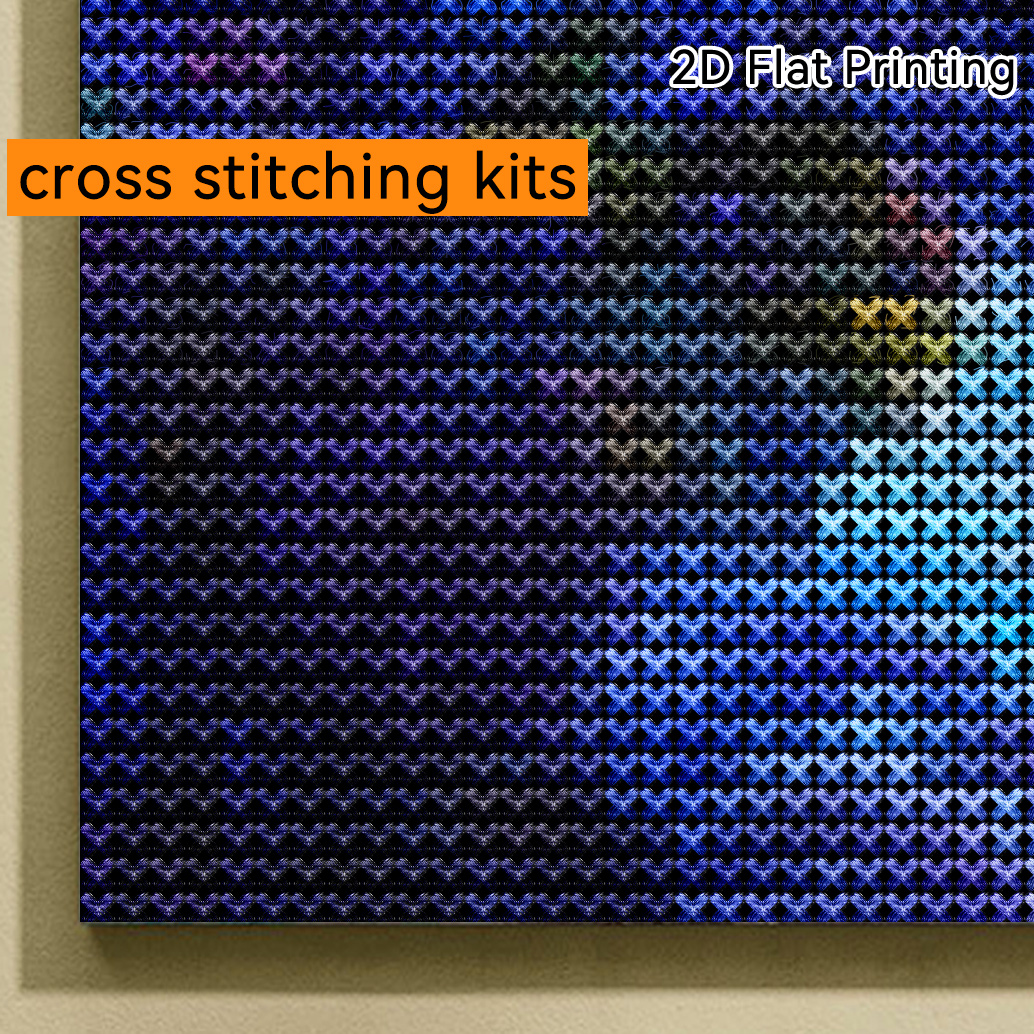 2D Flat Printing Cross Stitch Painting Kit, Thread Art Needlework