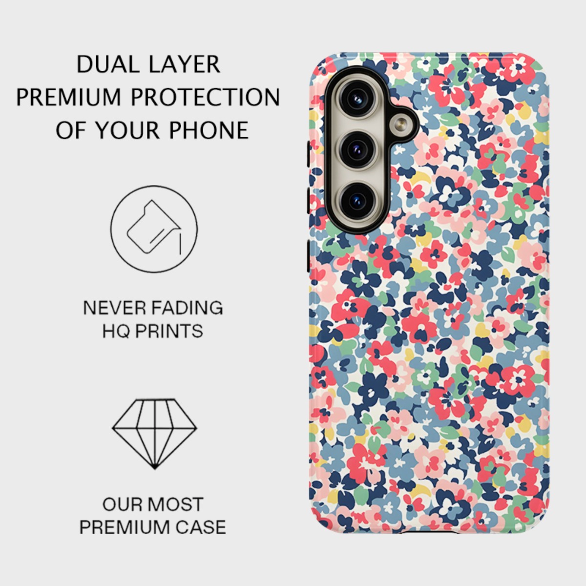 TEMU Phone Case - Floral Aesthetic -one Tough Phone Case, Glossy End, Dual Layered Hard Case For Superior Protection, For For Galaxy