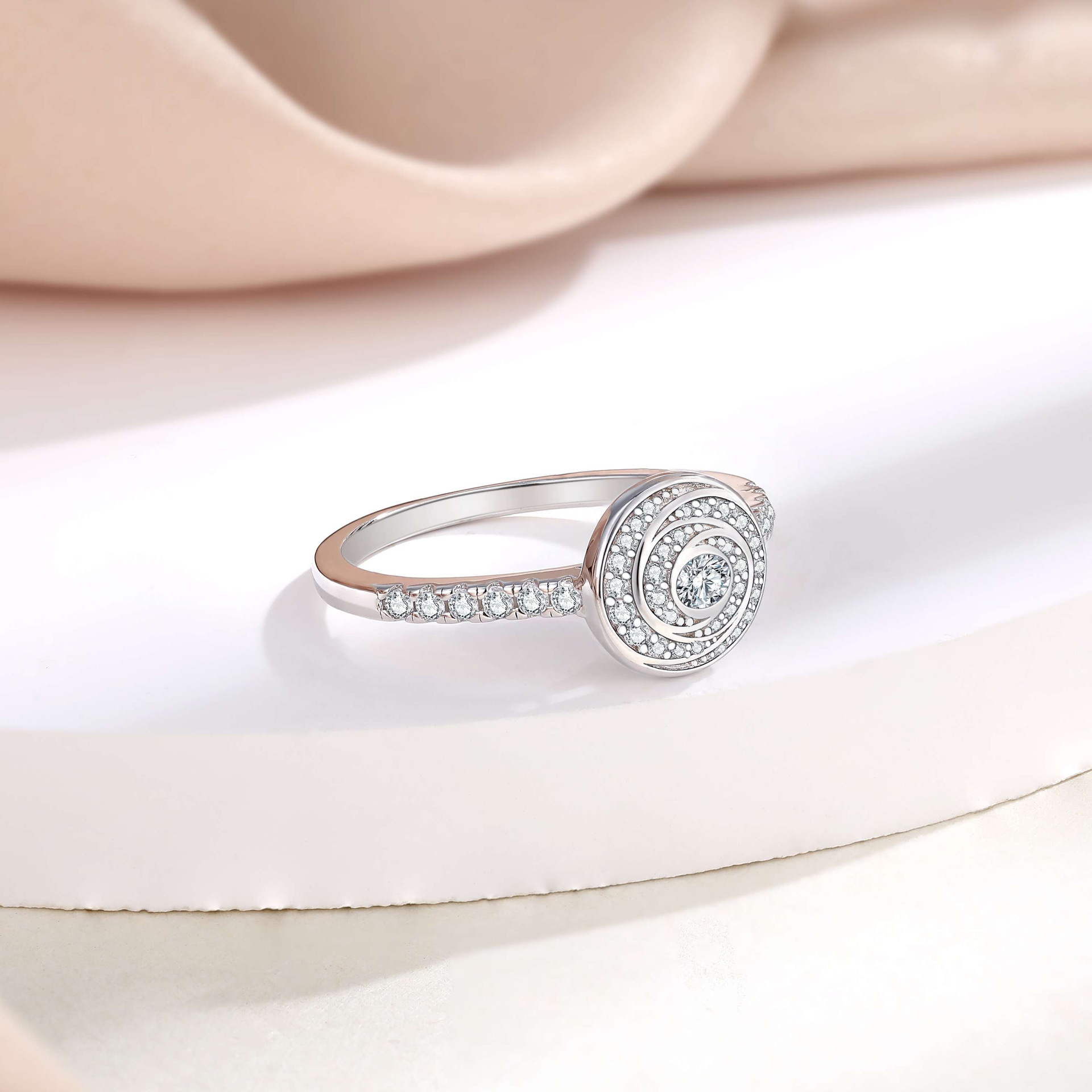 Men's S925 Silver Moissanite Beaded Trim Eternity Ring, Statement
