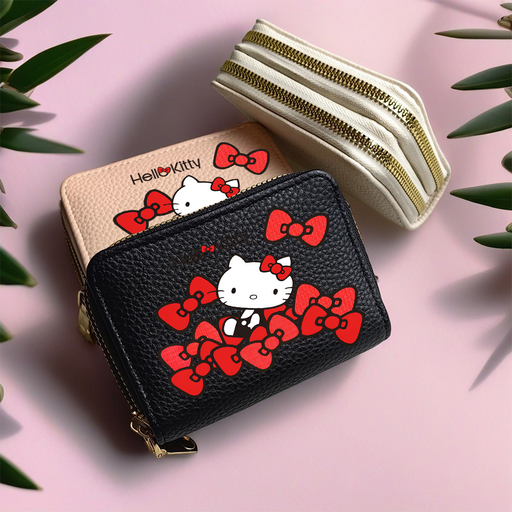 

1pc Sanrio Valentine's Day Hellokitty Coin Purse With Multiple Card Slots, Accordion Style Wallet With Zipper, Multifunctional Clutch For Hiking, Easter