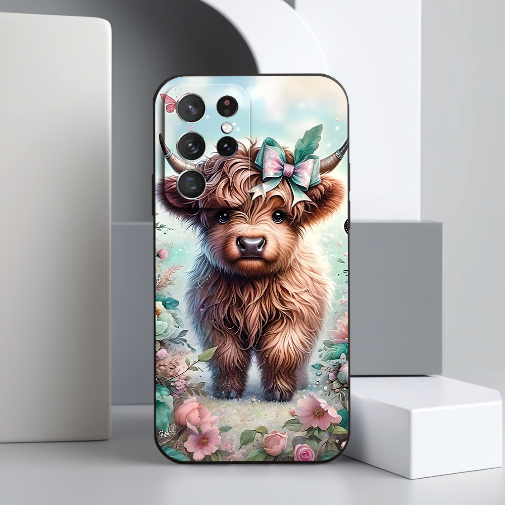 TEMU Phone Case - Highland Cow Pattern Unique Tpu Phone Case, Suitable For Galaxy A31, A32, A36, A51, A52, A53, A54, A55, A56, A72, A73, S20, S21,
