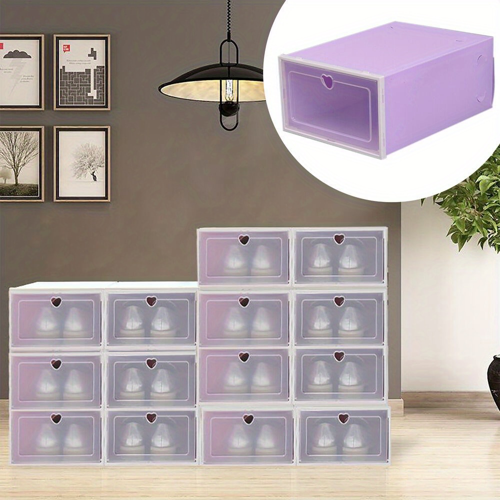 E-shop 20er-Pack stapelbare Kunststoff-Schuhaufbewahrungsboxen mit Deckeln, transparente Organizer für Schuhe, Sneaker & kleine Gegenstände,