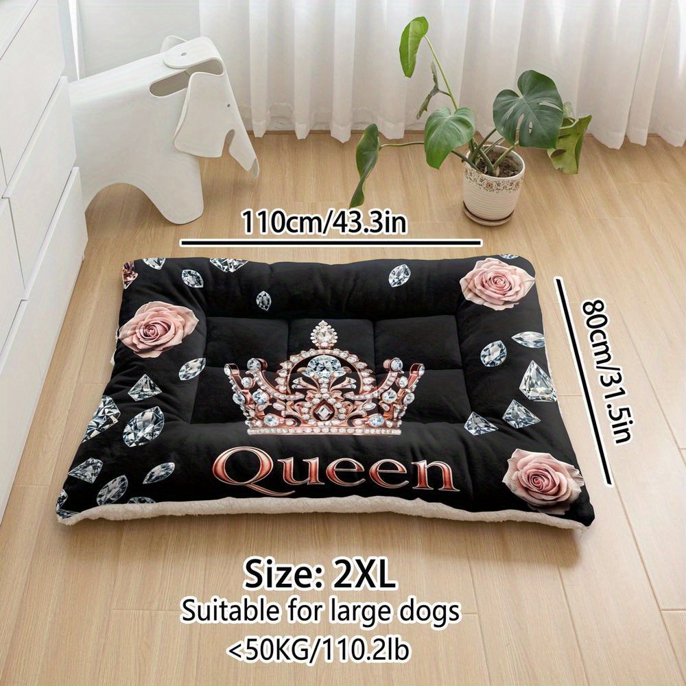 E-shop Übergroße Plüsch-Hundebett-Sofa, Krone-Druck Hundekennelmatte, maschinenwaschbare Hundeunterlage, geeignet für kleine, mittlere und große Hunde,