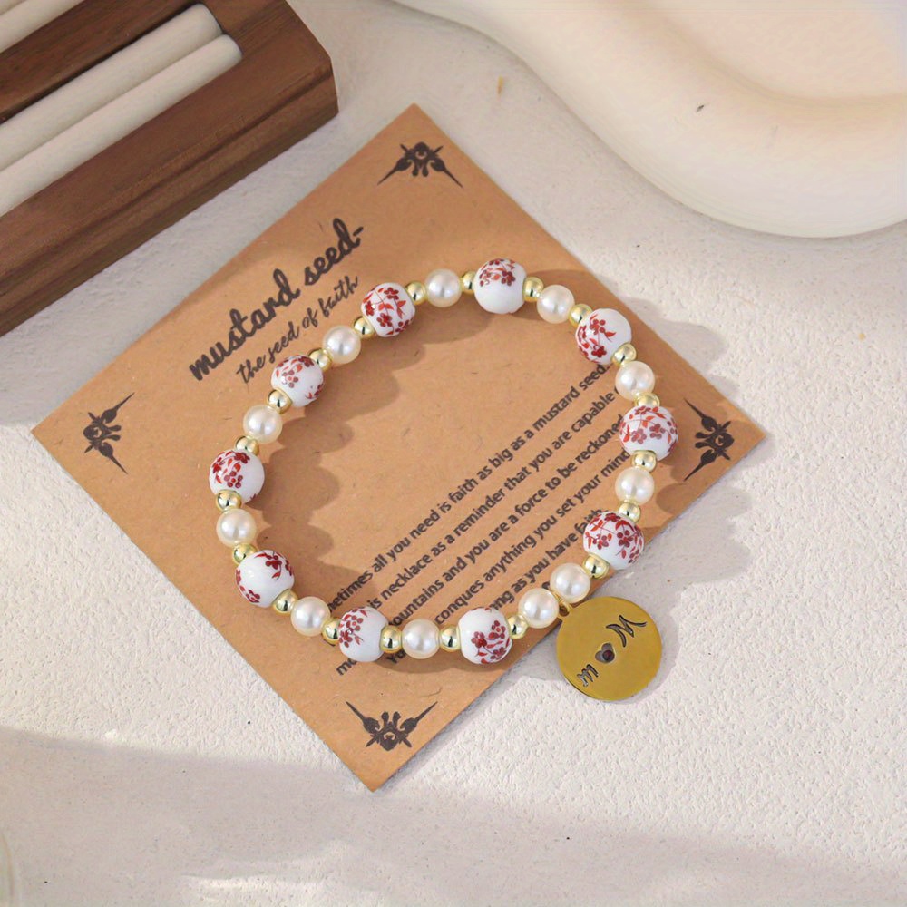 Bohemian Style Ceramic Bracelet with Flower Charms, Ideal Gift