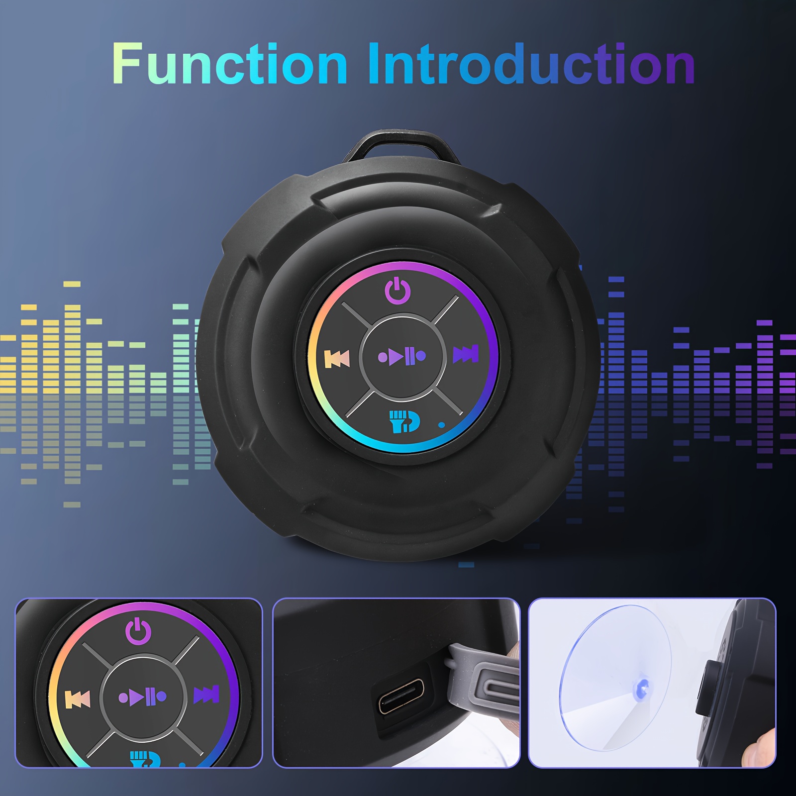 Enceintes Sans Fil avec Ventouses, Enceintes Sans Fil de Haute Qualité, Équipement Audio Haut de Gamme, Performance Fiable, Construction Durable, Adaptées pour l'Étude, le Divertissement, la Salle de Bain, le Camping, Lumières RGB, Amplificateur de Son Subwoofer, Pour les Amateurs de Musique