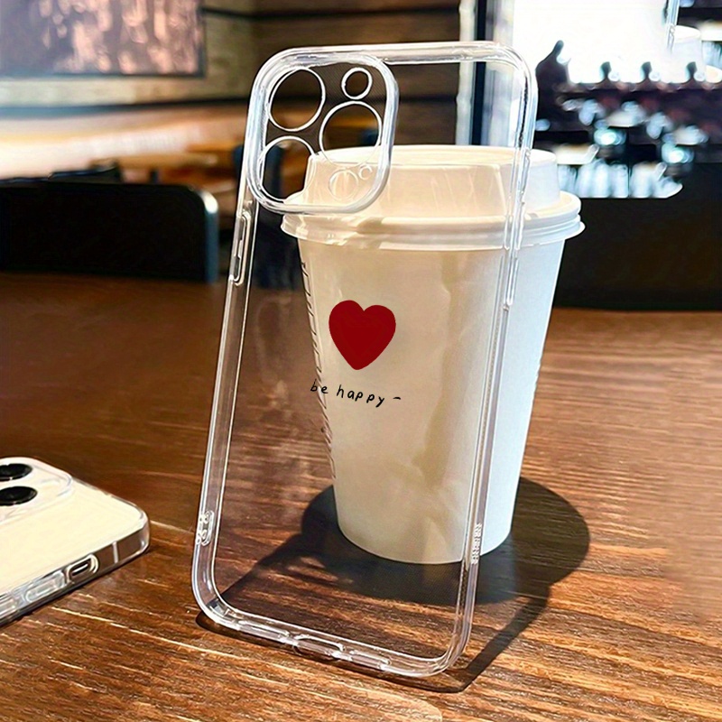TEMU Phone Case: Transparent Case With Simple Heart-shaped Design, Tpu Drop-proof Full-coverage Precision Protective Cover
