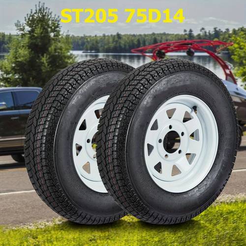 2 pack tires and wheels st205 75d14 tires with rims 5 lug 5 pcd load range c 6pr highway off patio motorcycle tires suitable for heavy duty use