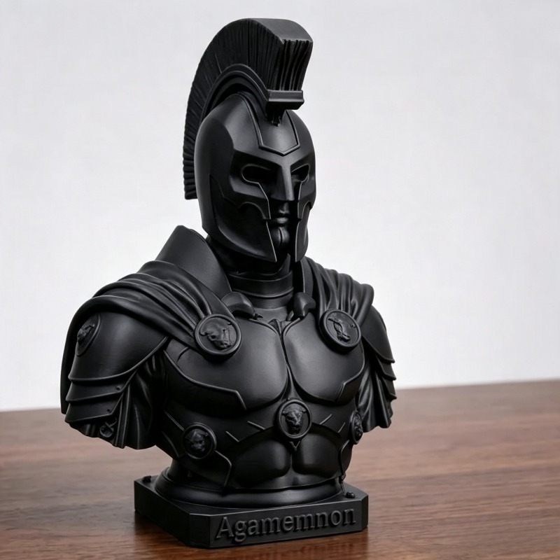 TEMU Medieval Agamemnon Bust Sculpture, Greek King Hero From The War, Desktop Bookshelf Display Piece, Mythological Art Home And Office Decoration,