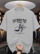 mens schrute graphic tee soft breathable polyester blend casual crew neck short sleeve t shirt with print summer