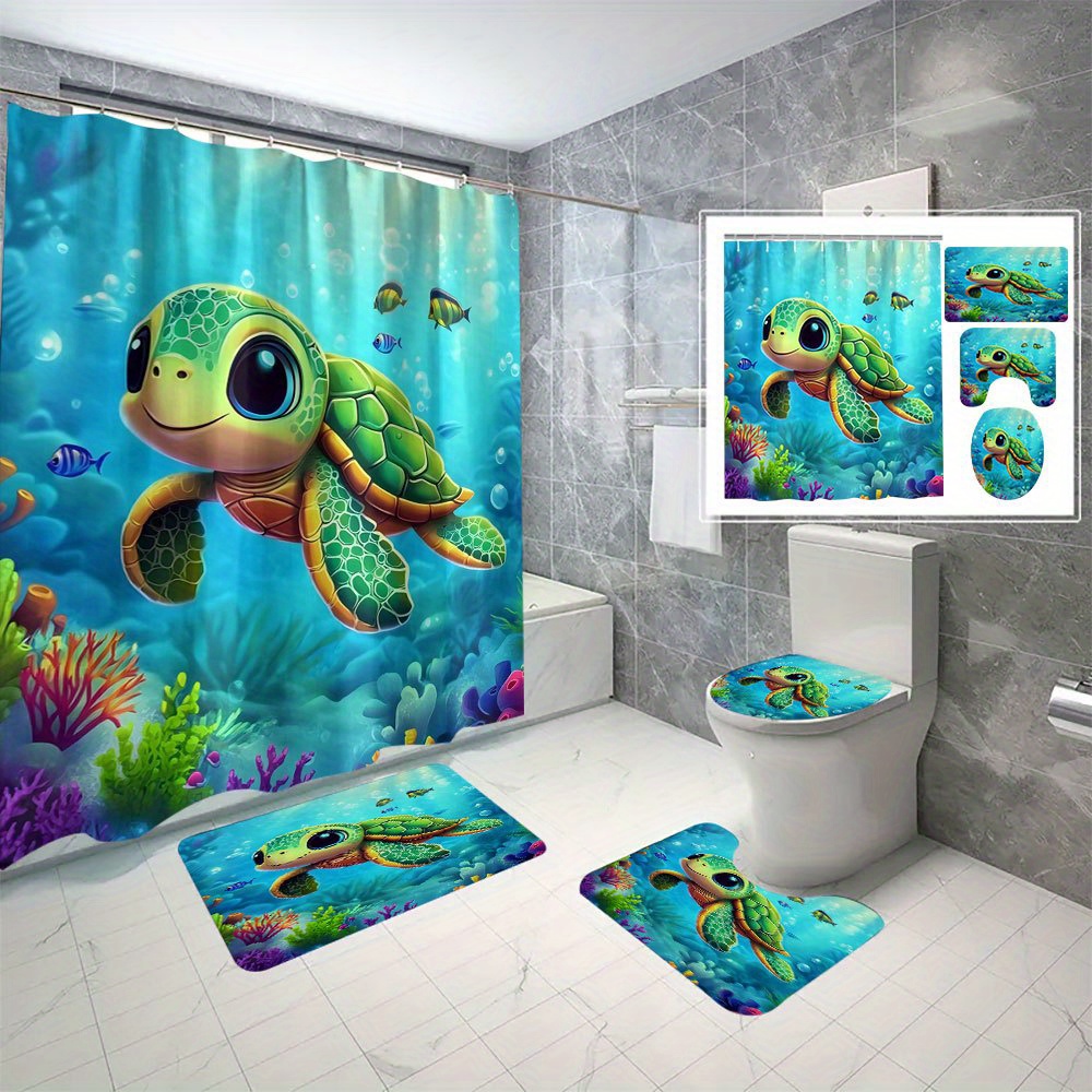 

1pc de imperméable en imprimé numériquement de tortue nageuse, cloison de séparation perforation salle de