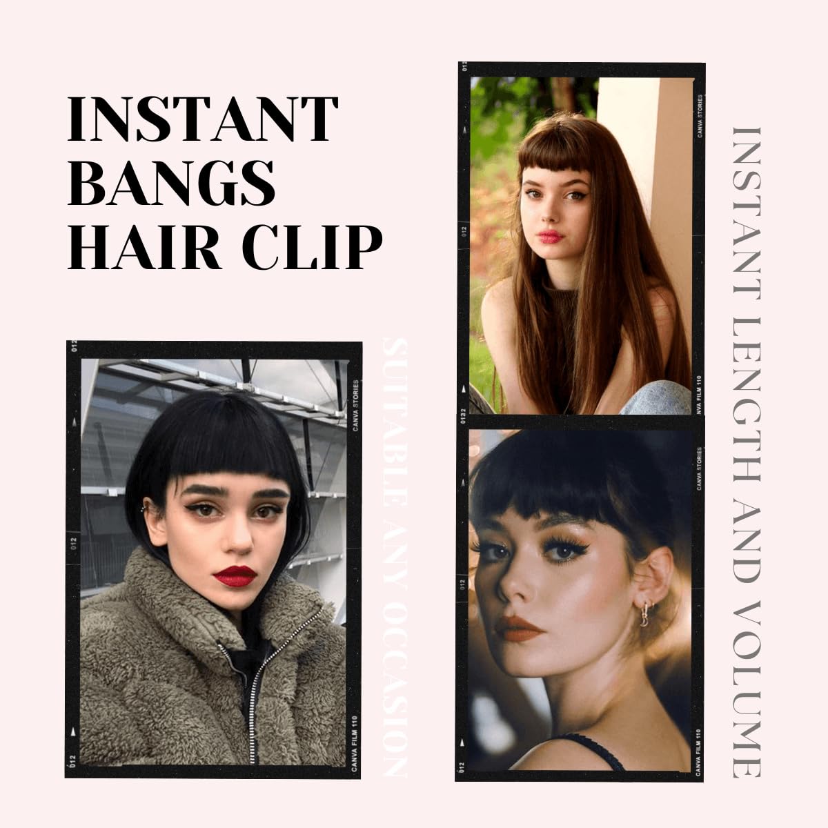women s clip-in human hair bangs - natural look front fringe extensions, easy to apply no   needed, dark brown/black/, straight hairstyle for everyday &   - salon-quality hairpiece for added volume & dimension details 5