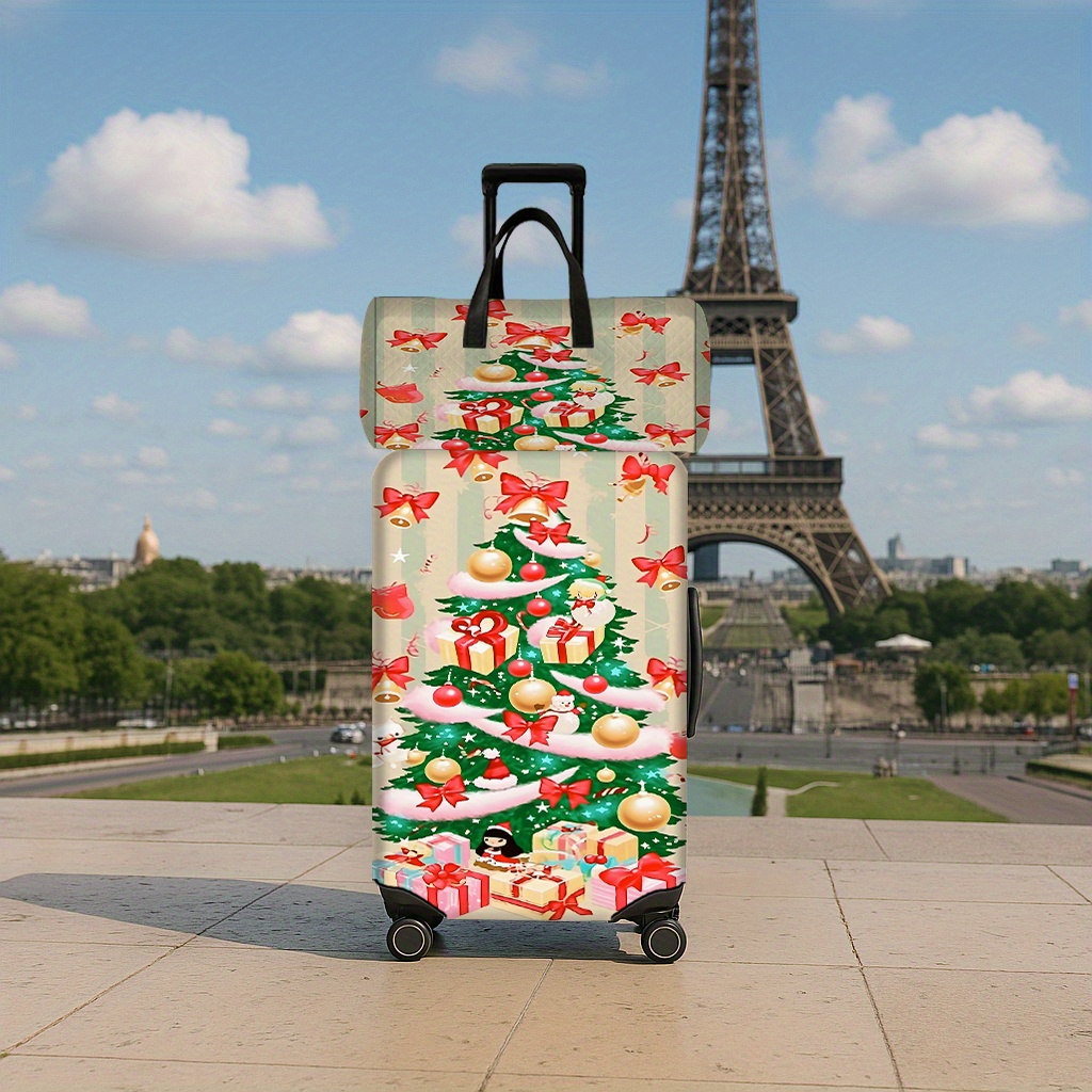 2pcs Christmas Printed Pattern Luggage Set with Travel Bag