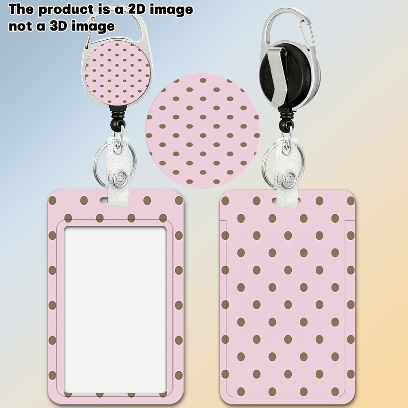 TEMU 2dflat Minimalist Polka Dot Fashion Trend Women's Bus Card Holder - Retractable Buckle Id Badge Holder Lanyard, Suitable For Id Badges, Nurses,