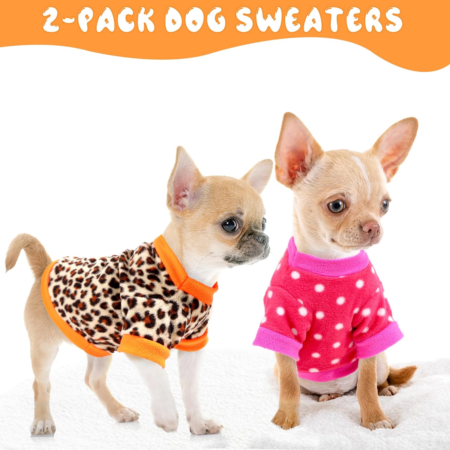 TEMU Lot de 2 pulls et chauds pour chiens, vêtements tricotés douillets pour chiots, veste pull légère pour Chihuahua et Yorkie, vêtement d'hiver