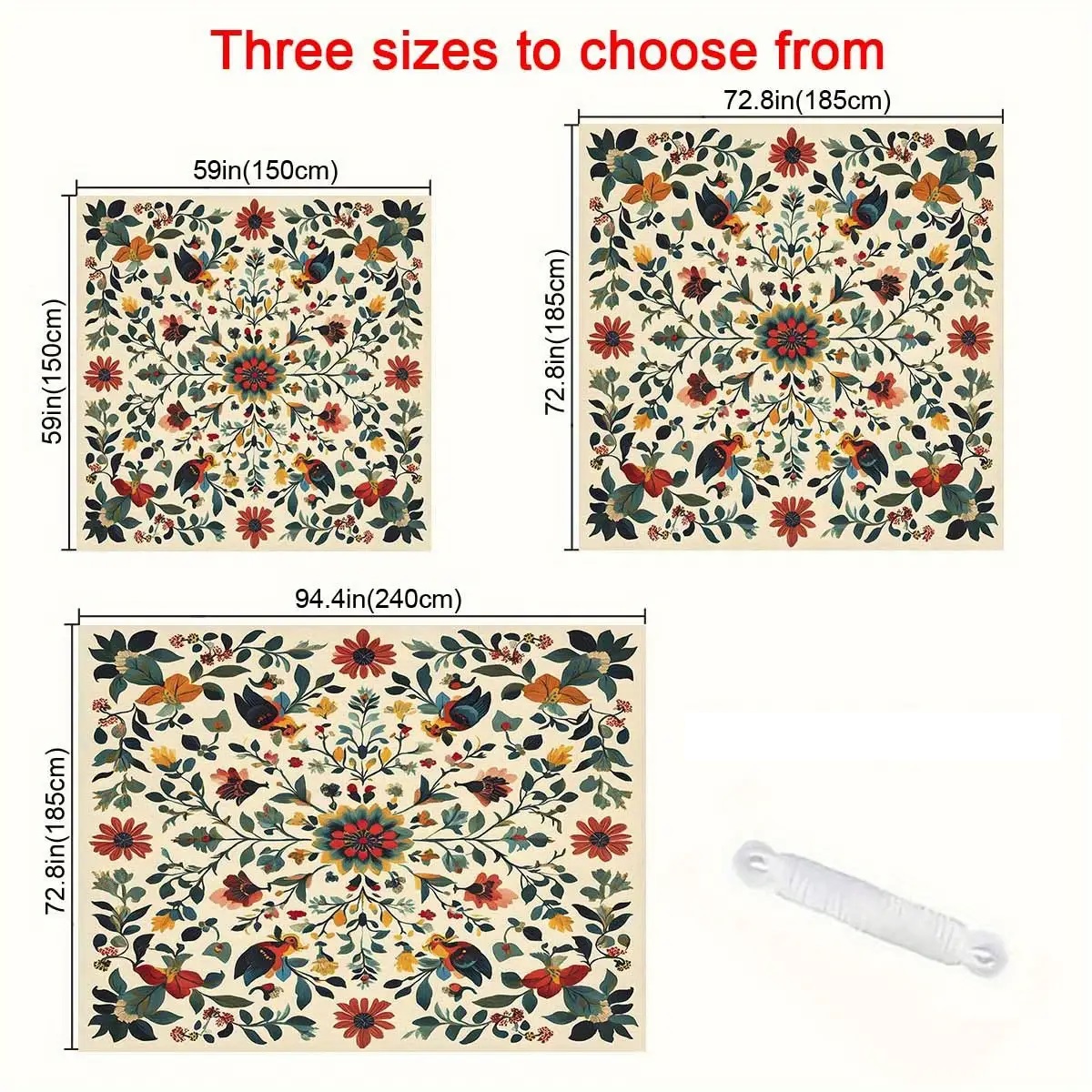 E-shop 1 Stück QD- - Bohemian Blumen-Sonnenschutz - Leichtes Polyester-Sonnensegel für Strand, Camping, Garten, Picknick - Outdoor-Abenteuer-Schutz