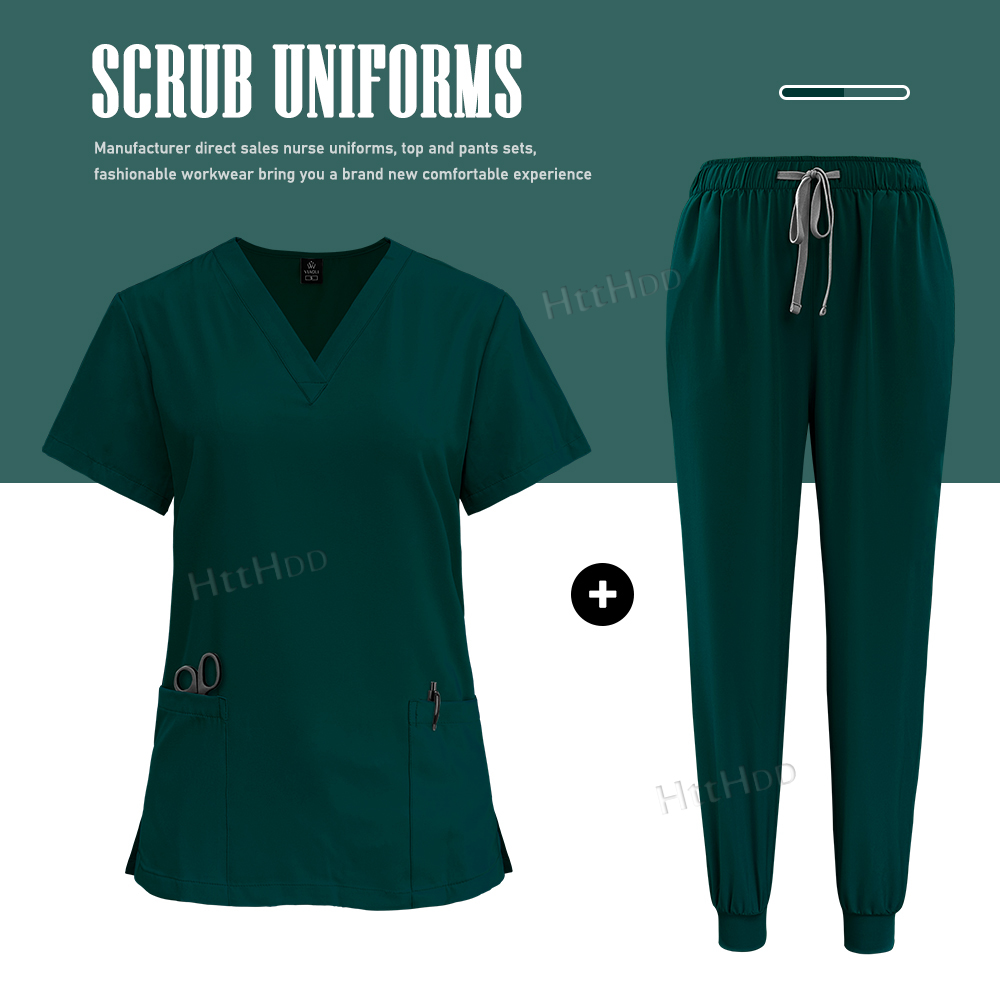 TEMU 2er Set Scrubs Uniformen Sets Krankenschwester Graue Scrubs Uniform Oberteil für Männer Arbeits Scrubs Unisex Pflegeuniformen Frau
