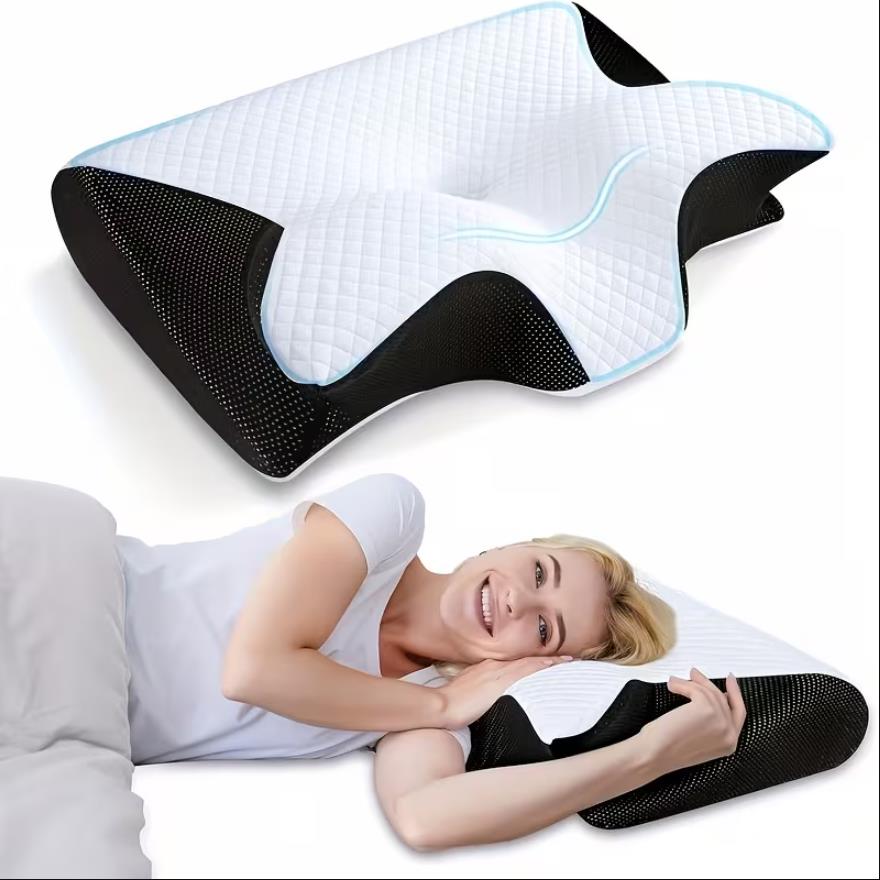 Image of Neck Pillow, - Ergonomically The Neck Pillow, Slow Rebound, Sleep Relaxation Neck Pillow, Back And Side Sleepers Bedding, Suitable For Sleeping , Cushion, Gift For Elders And Parents
