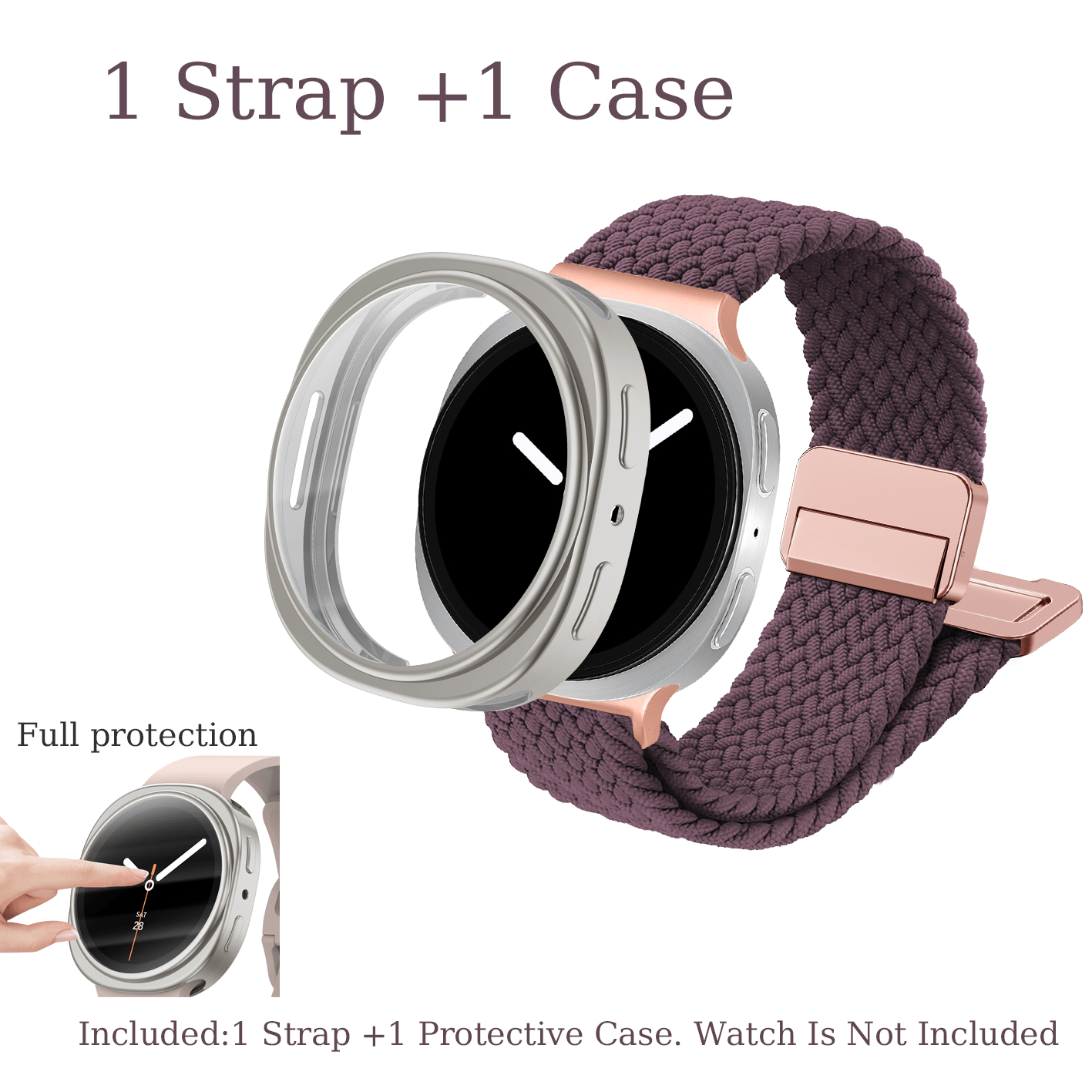Image of 2 Pack Replacement Watch Kit Featuring Braided Wristbands And Protective Cases For Galaxy Watch 9 8 44mm 40mm Wearable Accessories In Multiple Colors