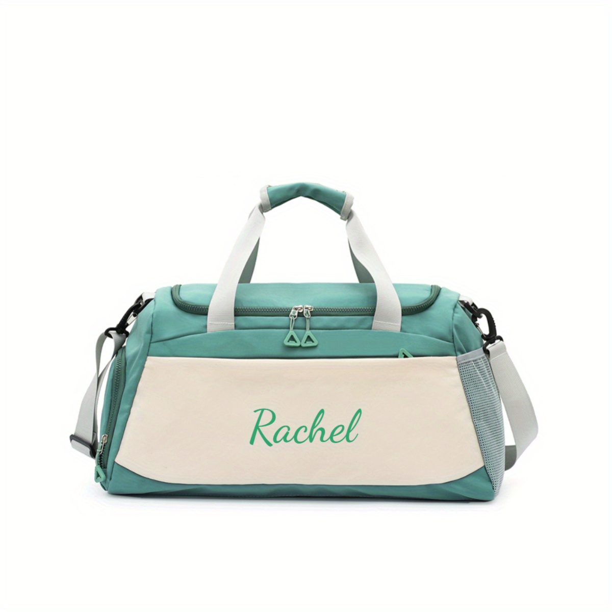 TEMU 1pc Embroidery Customization Gym Bag For Women Men With Shoe Compartment, Large Capacity Dry And Wet Travel Duffle Bag, Weekender Bag Carry On