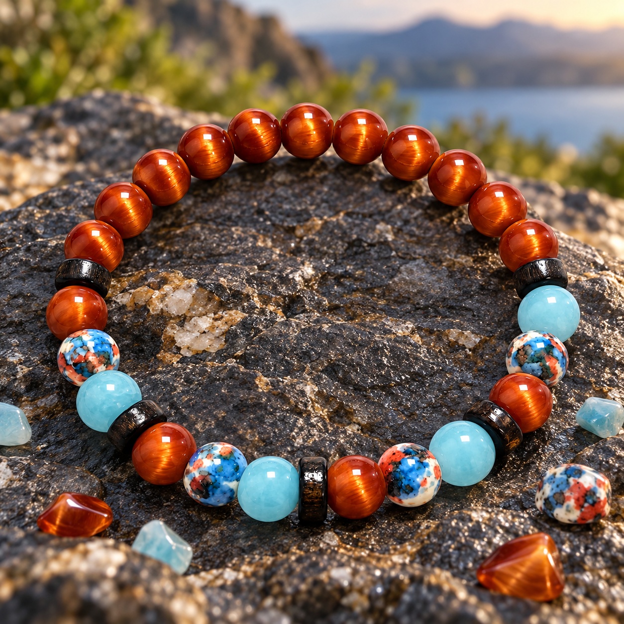 Wealth-Attracting Handmade Tiger's Eye Beaded Bracelet