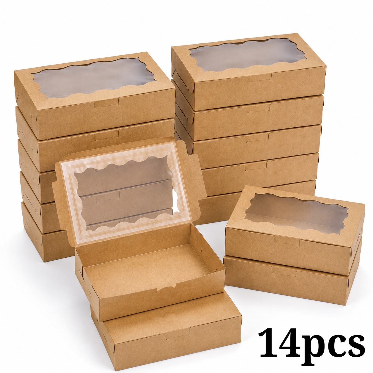 TEMU 14 boîtes cadeaux en papier blanc et marron avec fenêtre transparente, mini boîtes à friandises en carton robuste pour bijoux, trinkets et
