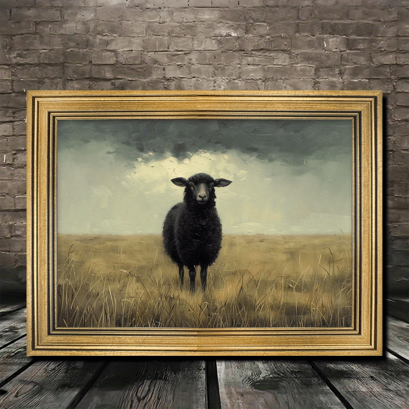 TEMU 2D Plat, Noir de Ferme Campagnarde Française - Cadre Doré Adapté , Peinture Rétro, Toile à Crochets, Cadeau de Saint-Valentin, Décoration Murale
