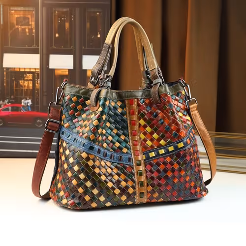 Fashion Versatile Woven Handbag, Large Capacity Shoulder Crossbody Bag(Colors Assorted Randomly)