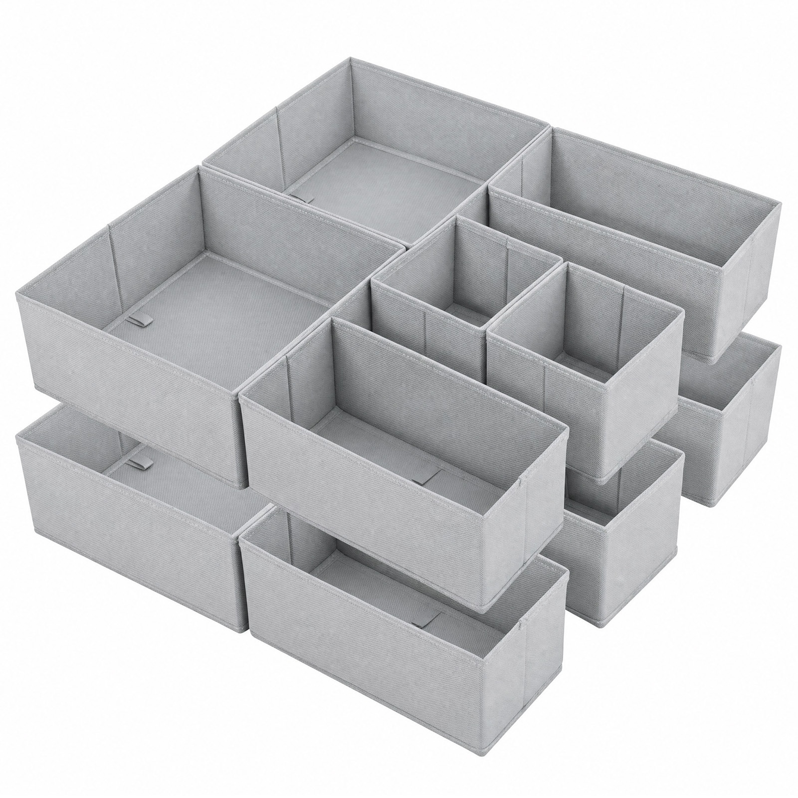 Sekey Foldable Fabric Drawer Organizer - 6/12-pack, Storage Box System For Clothes, Underwear & Socks, Compatible With Dresser And Standard Drawers