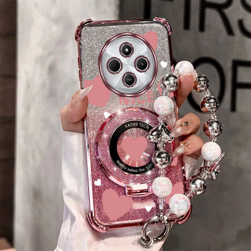 TEMU para Teléfono - de Lujo con Correa de Muñeca de Perlas, Magnético y Diseño de , Compatible con Xiaomi Redmi 14C, con Protección Anti-Golpes y a