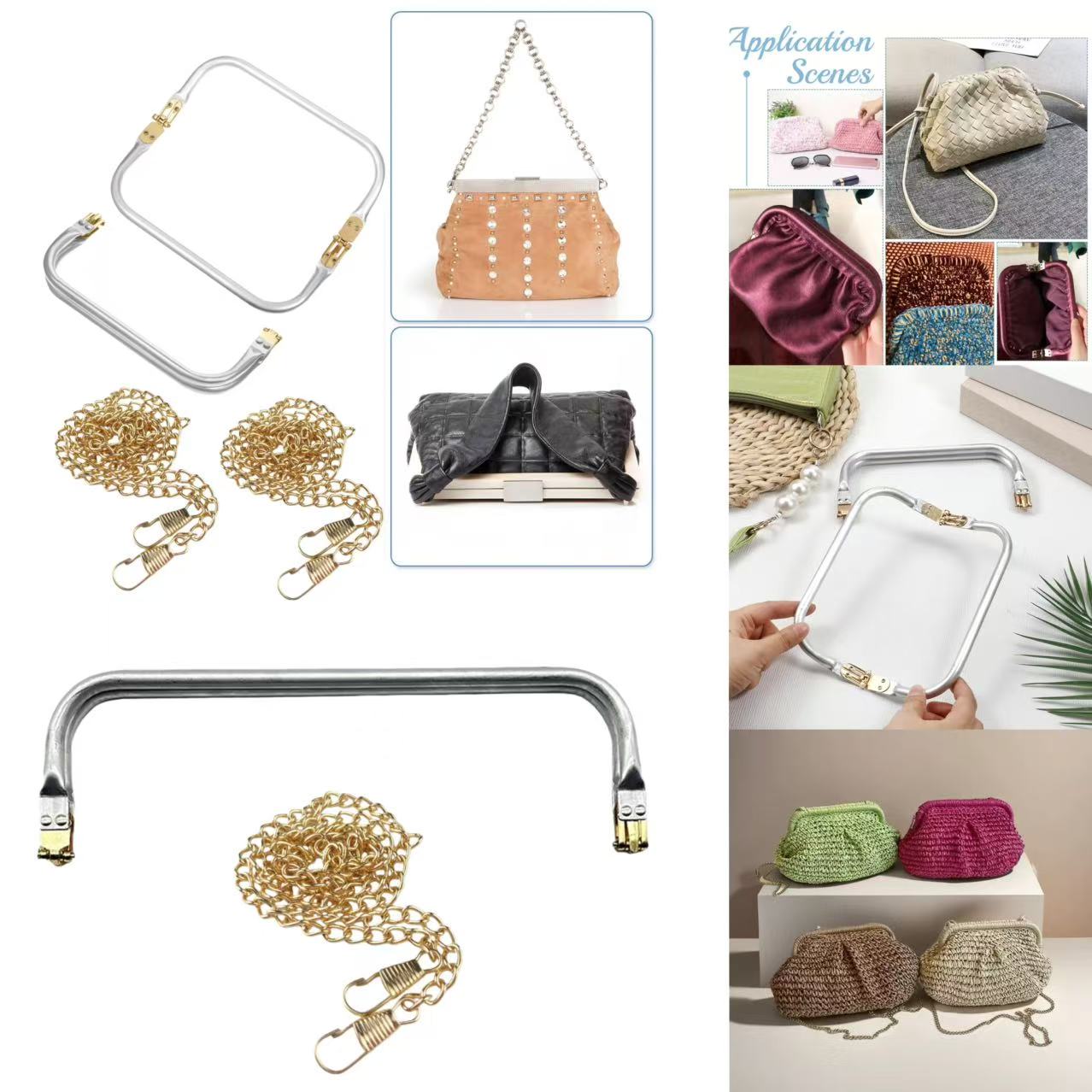 Bolsa De Metal Silver Kiss Clasp Lock Com Moldura Retrô Em R